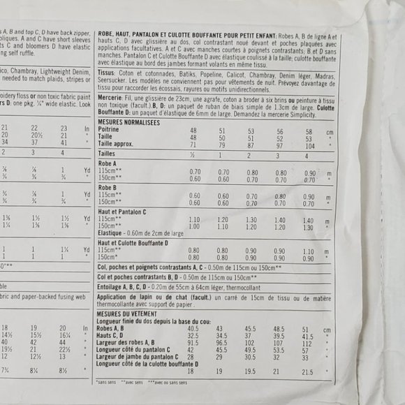 Vintage 1998 Simplicity Toddler's Dress Top Pants Bloomers Sewing Pattern 2,3,4 - Picture 6 of 10